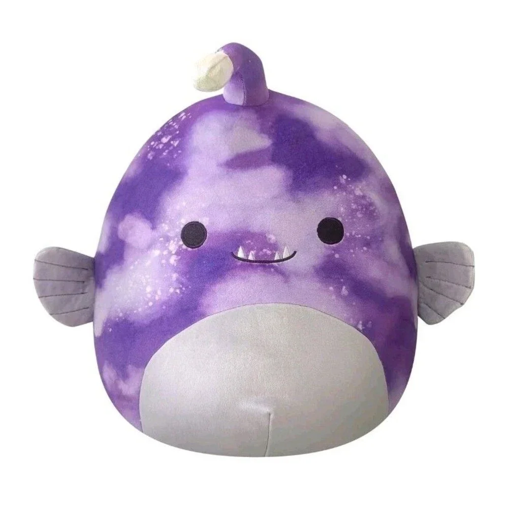 Squishmallows Kellytoy Soft Plush 16 Inch, Easton Purple Tie-Dye Anglerfish Nwt